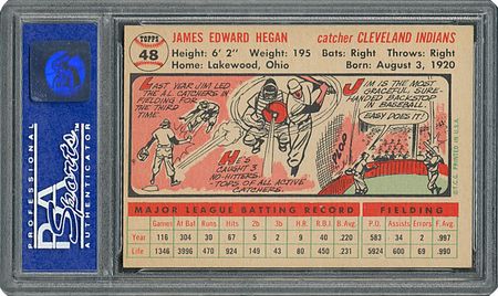 Lot #6050  1956 Topps #48 Jim Hegan - PSA MINT 9 - two Higher! - Image 2