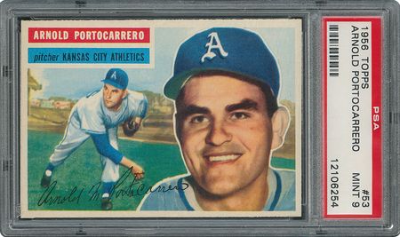 Lot #6055  1956 Topps #53 Arnold Portocarrero - PSA MINT 9 - one Higher! - Image 1