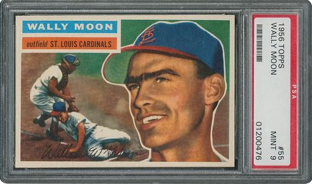 Lot #6057  1956 Topps #55 Wally Moon - PSA MINT 9 - None Higher! - Image 1