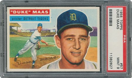 Lot #6059  1956 Topps #57 Duke Maas - PSA MINT 9 - None Higher! - Image 1