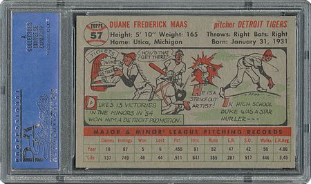 Lot #6059  1956 Topps #57 Duke Maas - PSA MINT 9 - None Higher! - Image 2