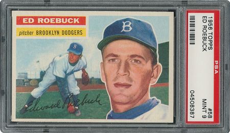 Lot #6060  1956 Topps #58 Ed Roebuck - PSA MINT 9 - three Higher! - Image 1