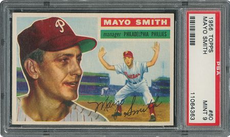 Lot #6062  1956 Topps #60 Mayo Smith - PSA MINT 9 - None Higher! - Image 1