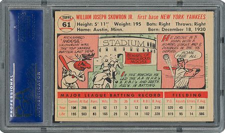 Lot #6063  1956 Topps #61 Bill Skowron - PSA MINT 9 - None Higher! - Image 2