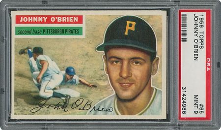 Lot #6067  1956 Topps #65 Johnny O'Brien - PSA MINT 9 - two Higher! - Image 1