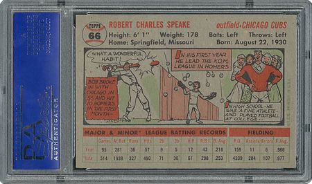 Lot #6068  1956 Topps #66 Bob Speake - PSA MINT 9 - None Higher! - Image 2