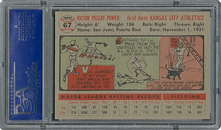 Lot #6069  1956 Topps #67 Vic Power - PSA MINT 9 - three Higher! - Image 2
