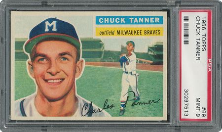 Lot #6071  1956 Topps #69 Chuck Tanner - PSA MINT 9 - None Higher! - Image 1
