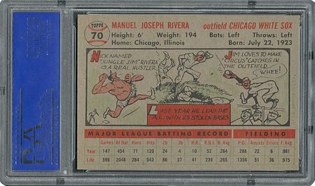 Lot #6072  1956 Topps #70 Jim Rivera - PSA MINT 9 - None Higher! - Image 2