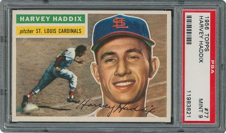 Lot #6081  1956 Topps #77 Harvey Haddix - PSA MINT 9 - None Higher! - Image 1