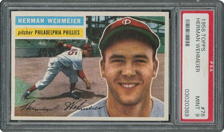 Lot #6082  1956 Topps #78 Herman Wehmeier - PSA MINT 9 - None Higher! - Image 1