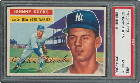 Lot #6094  1956 Topps #88 Johnny Kucks - PSA MINT 9 - one Higher! - Image 1