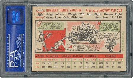 Lot #6095  1956 Topps #89 Norm Zauchin - PSA MINT 9 - None Higher! - Image 2