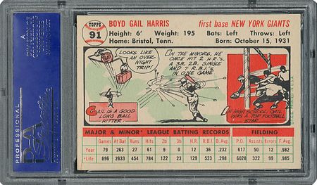 Lot #6099  1956 Topps #91 Gail Harris - PSA MINT 9 - one Higher! - Image 2