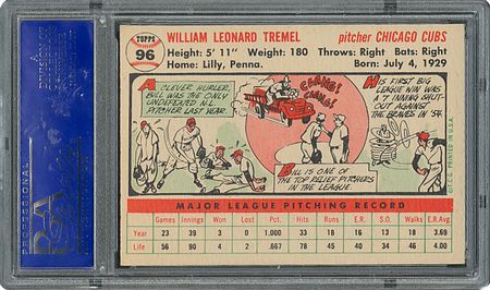 Lot #6106  1956 Topps #96 Bill Tremel - PSA MINT 9 - one Higher! - Image 2