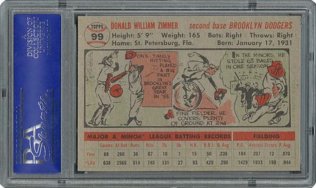 Lot #6109  1956 Topps #99 Don Zimmer - PSA MINT 9 - one Higher! - Image 2