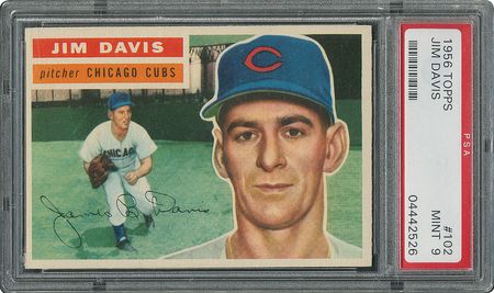 Lot #6114  1956 Topps #102 Jim Davis - PSA MINT 9 - one Higher! - Image 1