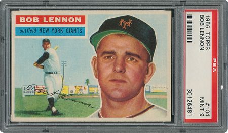 Lot #6116  1956 Topps #104 Bob Lennon - PSA MINT 9 - one Higher! - Image 1