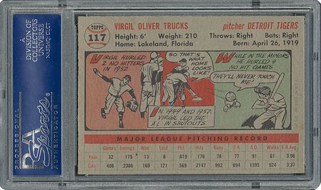 Lot #6129  1956 Topps #117 Virgil Trucks - PSA MINT 9 - one Higher! - Image 2