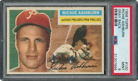 Lot #6132  1956 Topps #120 Richie Ashburn - PSA MINT 9 - None Higher! - Image 1