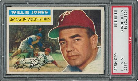 Lot #6139  1956 Topps #127 Willie Jones - PSA MINT 9 - one Higher! - Image 1