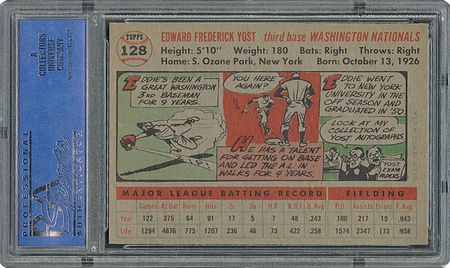 Lot #6140  1956 Topps #128 Eddie Yost - PSA MINT 9 - one Higher! - Image 2