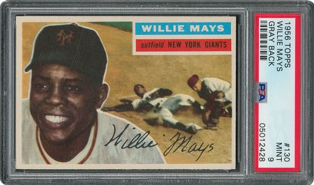 Lot #6142  1956 Topps #130 Willie Mays - PSA MINT 9 - None Higher! - Image 1