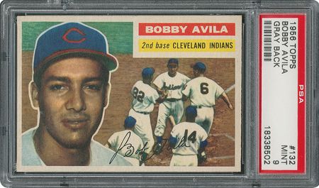Lot #6144  1956 Topps #132 Bobby Avila - PSA MINT 9 - None Higher! - Image 1