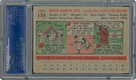 Lot #6144  1956 Topps #132 Bobby Avila - PSA MINT 9 - None Higher! - Image 2