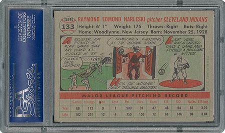 Lot #6145  1956 Topps #133 Ray Narleski - PSA MINT 9 - None Higher! - Image 2