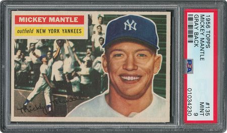 Lot #6147  1956 Topps #135 Mickey Mantle - PSA MINT 9 - Image 1