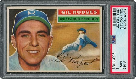 Lot #6157  1956 Topps #145 Gil Hodges - PSA MINT 9 - one Higher! - Image 1
