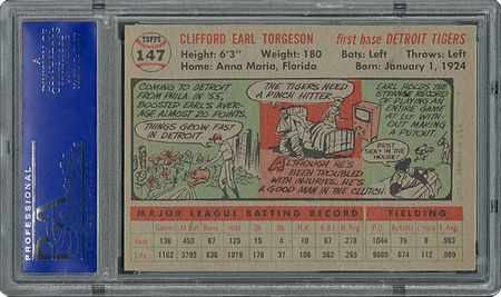 Lot #6159  1956 Topps #147 Earl Torgeson - PSA MINT 9 - one Higher! - Image 2