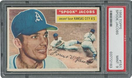 Lot #6163  1956 Topps #151 Spook Jacobs - PSA MINT 9 - None Higher! - Image 1