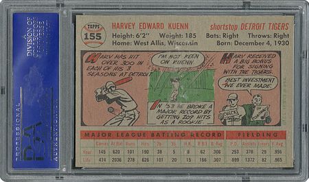 Lot #6167  1956 Topps #155 Harvey Kuenn - PSA MINT 9 - None Higher! - Image 2
