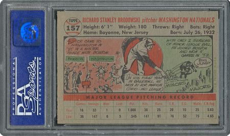 Lot #6169  1956 Topps #157 Dick Brodowski - PSA MINT 9 - one Higher! - Image 2