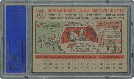 Lot #6173  1956 Topps #161 Joe Demaestri - PSA MINT 9 - one Higher! - Image 2