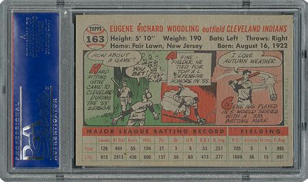 Lot #6175  1956 Topps #163 Gene Woodling - PSA MINT 9 - one Higher! - Image 2