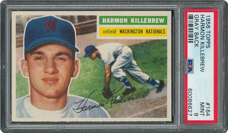 Lot #6176  1956 Topps #164 Harmon Killebrew - PSA MINT 9 - one Higher! - Image 1