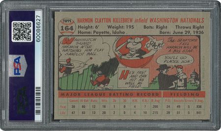 Lot #6176  1956 Topps #164 Harmon Killebrew - PSA MINT 9 - one Higher! - Image 2
