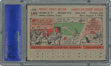 Lot #6181  1956 Topps #169 Bob Nelson - PSA MINT 9 - None Higher! - Image 2
