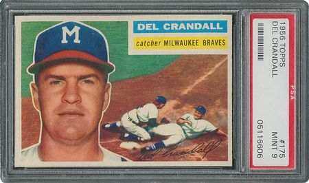 Lot #6187  1956 Topps #175 Del Crandall - PSA MINT 9 - one Higher! - Image 1