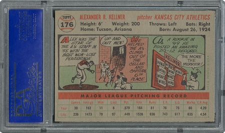 Lot #6188  1956 Topps #176 Alex Kellner - PSA MINT 9 - three Higher! - Image 2