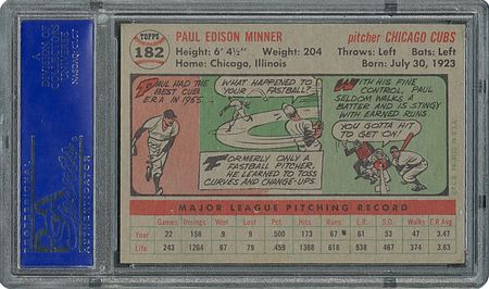 Lot #6194  1956 Topps #182 Paul Minner - PSA MINT 9 - one Higher! - Image 2