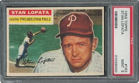 Lot #6195  1956 Topps #183 Stan Lopata - PSA MINT 9 - None Higher! - Image 1
