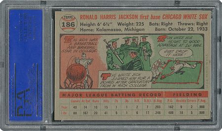 Lot #6198  1956 Topps #186 Ron Jackson - PSA MINT 9 - None Higher! - Image 2