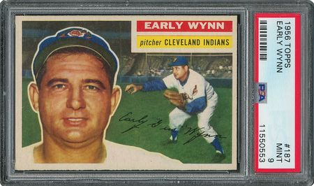 Lot #6199  1956 Topps #187 Early Wynn - PSA MINT 9 - one Higher! - Image 1