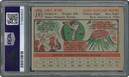 Lot #6199  1956 Topps #187 Early Wynn - PSA MINT 9 - one Higher! - Image 2