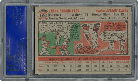 Lot #6203  1956 Topps #191 Frank Lary - PSA MINT 9 - None Higher! - Image 2