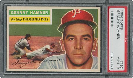 Lot #6209  1956 Topps #197 Granny Hamner - PSA MINT 9 - one Higher! - Image 1